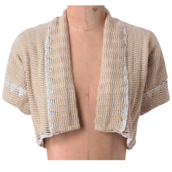 Anthropologie Bolero Small Medium Metallic Shimmer Open Front Topper Shimmering - Picture 4 of 12